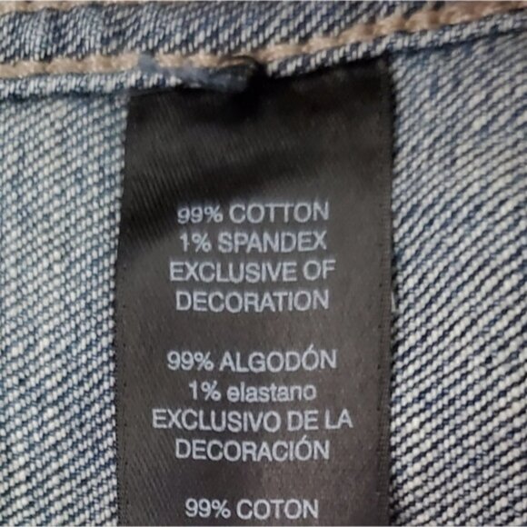 White House Black Market Classic Distressed Medium Blue Denim Jacket Size 10 - Picture 7 of 9